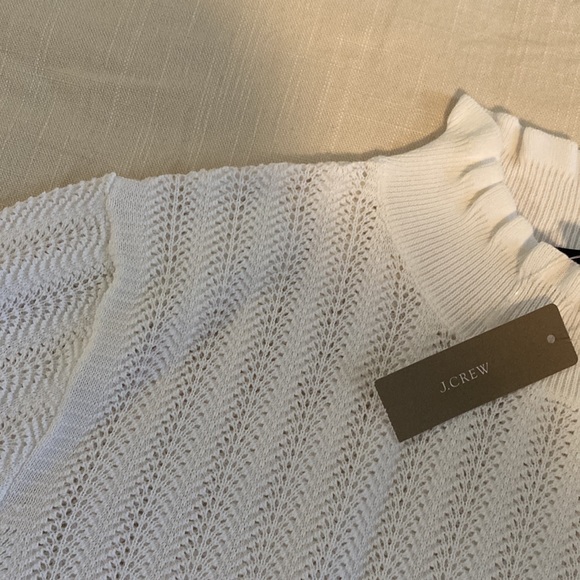 J. Crew Ruffle Neck Pointelle Sweater NWT sz M - Picture 2 of 4